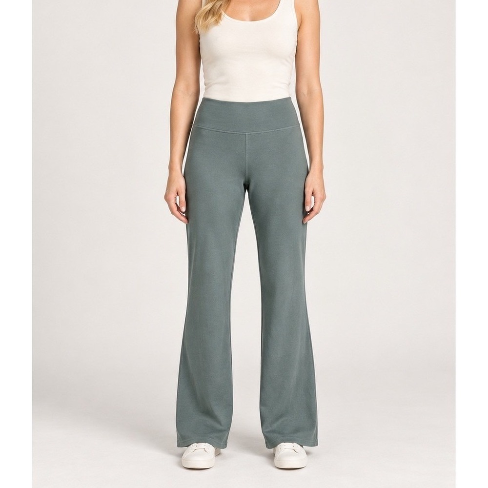 PACT Organic Cotton Stretch Yoga Pants Sage Green XXL High Rise Relaxed Flare